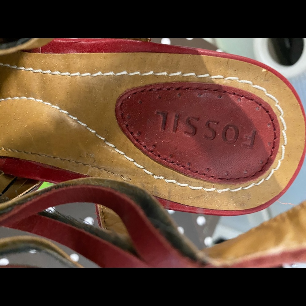 Fossil Leather Strapy Wedge Sandal